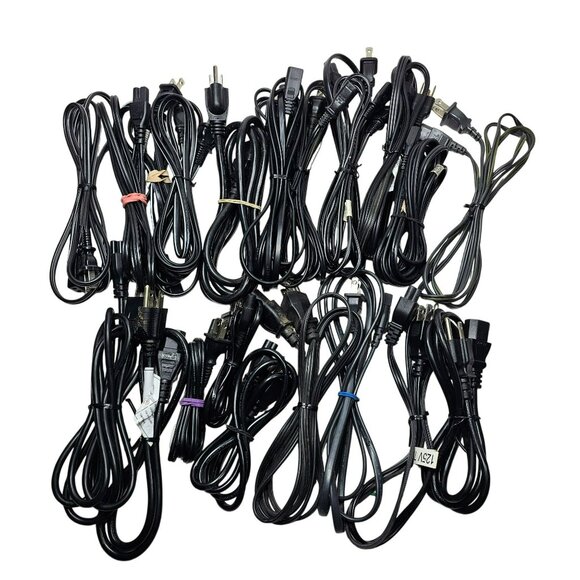 Lot of 20 Assorted Replacement Electric Power Cord Cables w/ Various Connectors - Picture 1 of 8